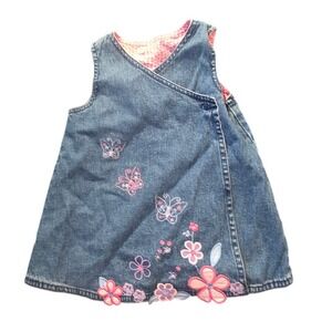 Faded Glory Denim Dress 18 Months Blue Jean Sleeveless Butterflies Flowers